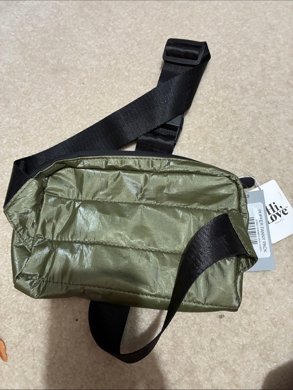 Olive Green Puffer Crossbody Bag/Fanny Pack